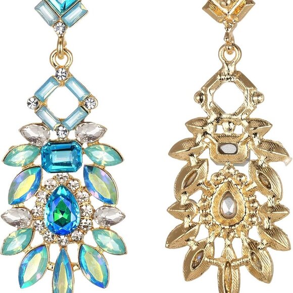 Art Deco Earrings Rhinestone Geometric Drop Statement Jewelry for Women - Picture 4 of 6